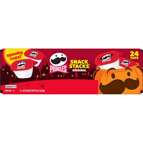 16oz (24 Pringles Potato Crisps Chips, Halloween Snacks, Trick or Treat, Snack Stacks, Original, Box Cups)