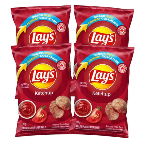 Lay's Ketchup Flavoured Potato Chips, 60g/2.1 oz (Pack of 4) Shipped from