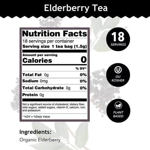 Wellbeing 18 (Pack 1) Buddha Teas - Organic Elderberry - Herbal Tea - For Health & - With Antioxidants & Minerals