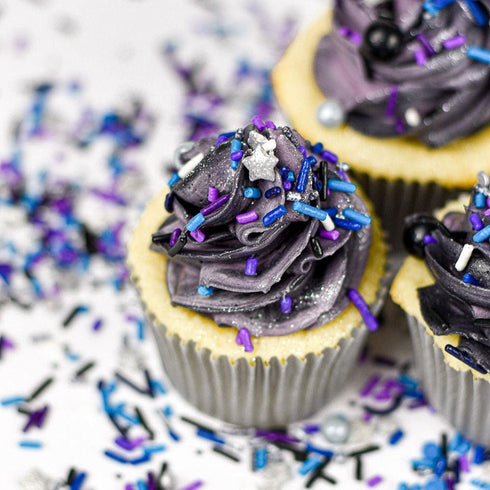 Galaxy Sprinkles for Cupcakes & Cakes | Space Sprinkles for Cake Decorating | Silver Star Sprinkles Made in USA