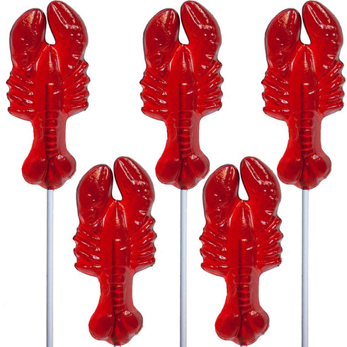 Melville Candy Classic Cherry-Flavored Red Lobster Lollipops Handcrafted Hard Candy Party Favors