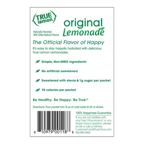 30ct (Pack 1) Packets True Lemon Original Lemonade of - Drink Mix - No Artificial Sweeteners, Low Calorie - Powdered