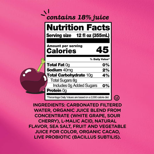(Multipack, 12ct, 144 oz) Culture Pop Soda, Noah Kahan's Sparkling Black Cherry, Probiotic Low Sugar Soda, Sparkling