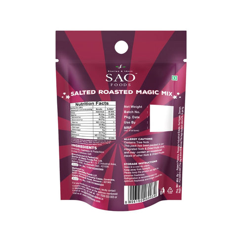 Stories & Ideas SAO Foods 4.2 oz Pack 10 Packs SAO Foods Salted & Roasted Magic Mix | of Mixed Nuts Individual