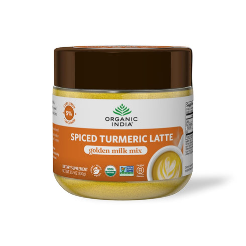 Organic India Spiced Turmeric Latte Powder - Golden Milk Mix, Authentic Blend,