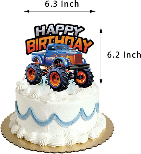 ALY Monster Truck Cupcake Topper Favors for Kids Birthday Party Cake Decorations