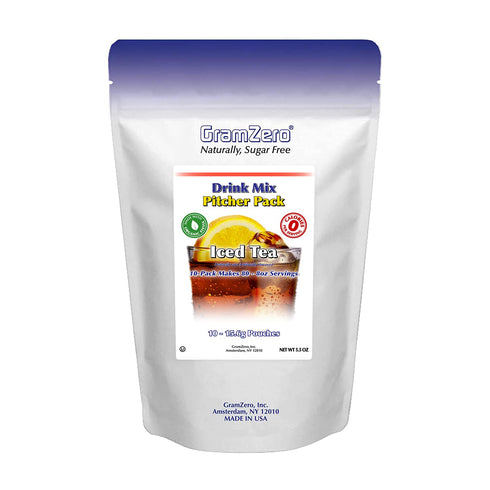 GramZero Sugar Free Iced Tea Drink Mix, Pitcher Pack - Zero Calorie, Stevia Sweetened