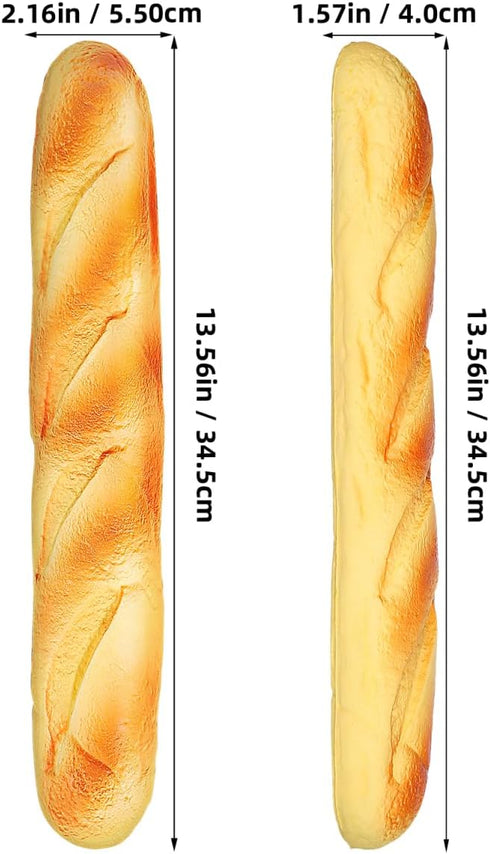 2 Pack 13.58In UKCOCO Artificial French Baguette Faux Bread Loaves for Kitchen Decoration Photography Props Bakery