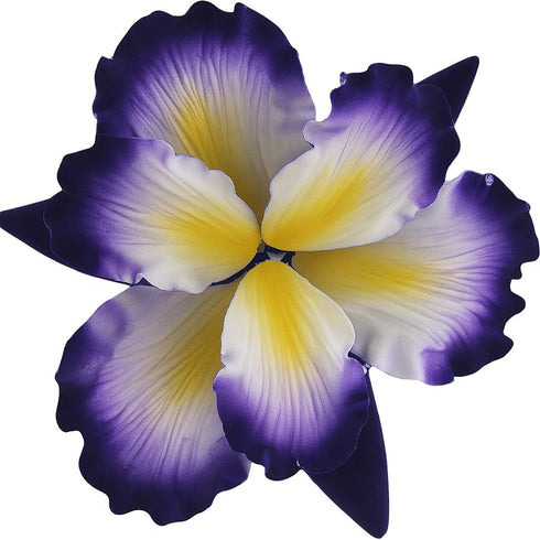 1 Count Global Sugar Art Dutch Iris Sugar Cake Flowers, Purple with Yellow Center by Chef Alan Tetreault