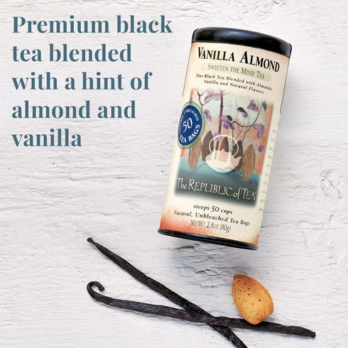 50 The Republic of Tea - Vanilla Almond Black Tea, Tea Bags, Unique Blend Of Vanilla And Almond Tea