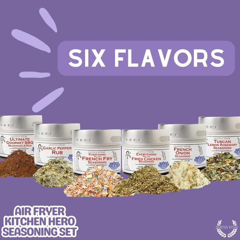 Set 6 Packed, GLP-1 Air Fryer Kitchen Hero Seasoning | Authentic Small Batch Seasoning Mixes | Gourmet All Natural