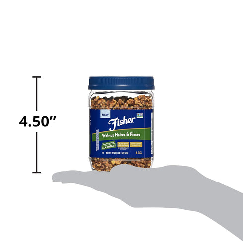 Pack 22 oz, 100% Fisher Chef's Naturals Walnut Halves & Pieces Pantry PET California Unsalted Walnuts for Baking