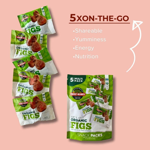 Pack 5 Pack (1.76 oz Perfect Delights Organic Snack Figs, Sun-Dried Turkish Figs, On-the-Go Vegan, Healthy Snack