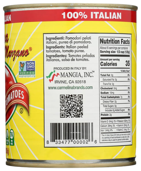 Carmelina 28-Ounce (Pack 6) Italian Whole Peeled Tomatoes in Puree