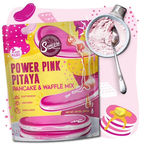 20oz (1 Pack) Suncore Foods Power Pink Pitaya Pancake & Waffle Mix, Non-GMO