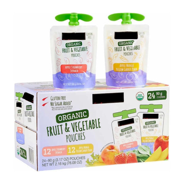 Generic Organic Fruit and Vegetable Pouches by Signature | School Snack Variety Pack