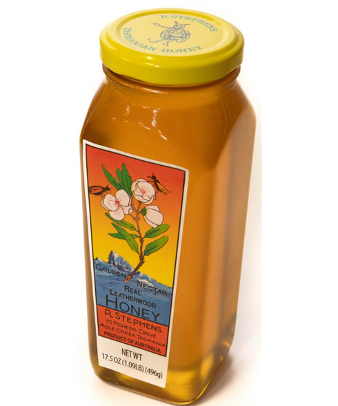 Golden Nectar Honey 500g Golden Nectar Organic Leatherwood Honey by R. Stephens Jar Product of Tasmania, Australia