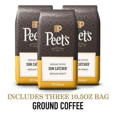 10.5 (Pack 3) Peet's Coffee, Light Roast Ground Coffee - Sun Catcher Blend Ounce Bag