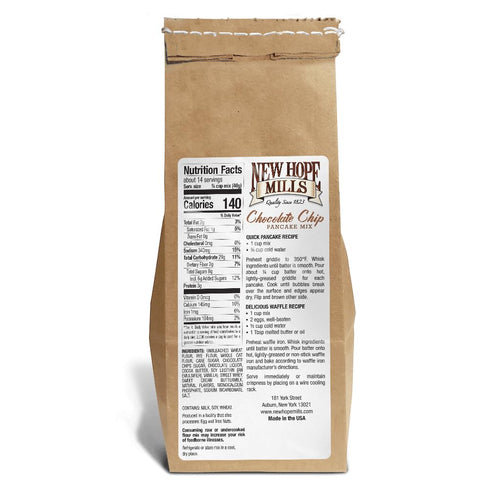 20 oz Chocolate Chip Pancake Mix by New Hope Mills - Rich, Fluffy Pancakes with Gourmet Chocolate Chips