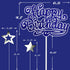 Blue Happy Birthday Cake Topper with 5 Double Sided Silver-Gold Stars