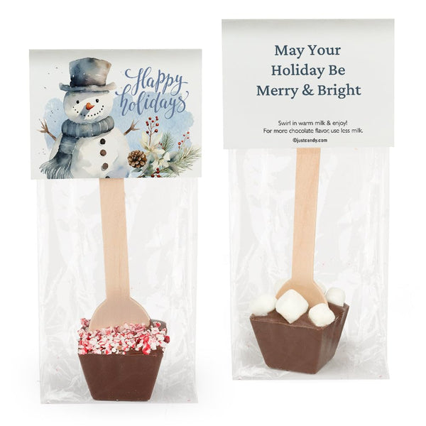 12 Pack Happy Holidays Snowman Hot Chocolate Spoon Favors For Christmas Gifts,