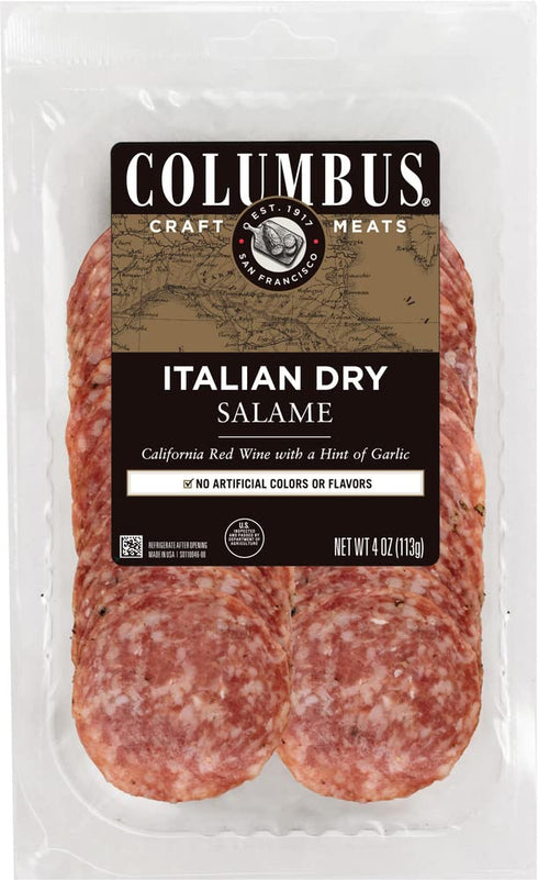 Columbus Sliced Dry Italian Salame, Salami Deli Meat For Sandwiches, Charcuterie, And