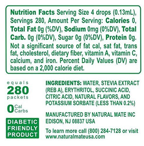 Stevia Concentrated Liquid Sweetener (Optimized with Erythritol) 1.33 FL OZ (37 mL) - 2 Pack