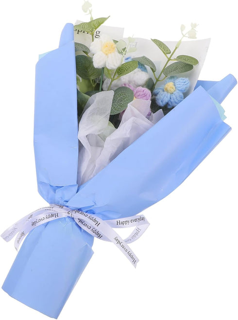 GARVALON Crochet Flower Bouquet Adorable Handmade Floral Arrangement Gradient Yarn for Home Office Event Decoration