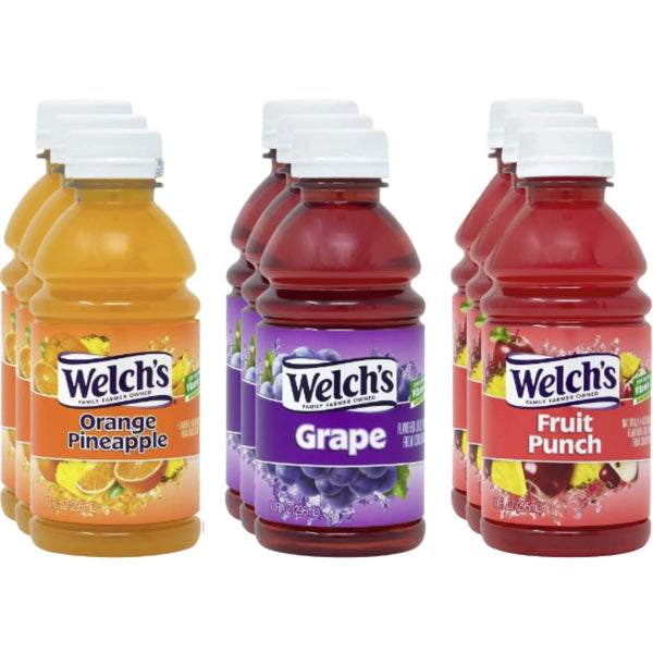 hephboard Obanic Welch's Fruit Juice Variety Pack - Grape, Fruit Punch, and Orange