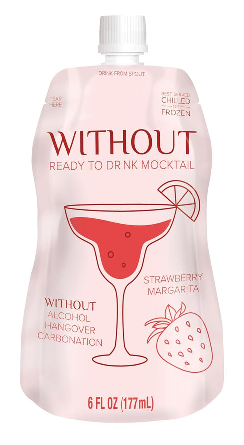WITHOUT READY TO DRINK MOCKTAIL Frozen WITHOUT Ready To Drink Strawberry Margarita Mocktail, Zero Proof, Non-Alcoholic