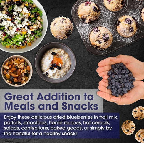 Cherry Bay Orchards Dried Blueberries (6oz Bag) - 100% Domestic, Natural, Kosher, Gluten-Free, GMO Free, Resealable