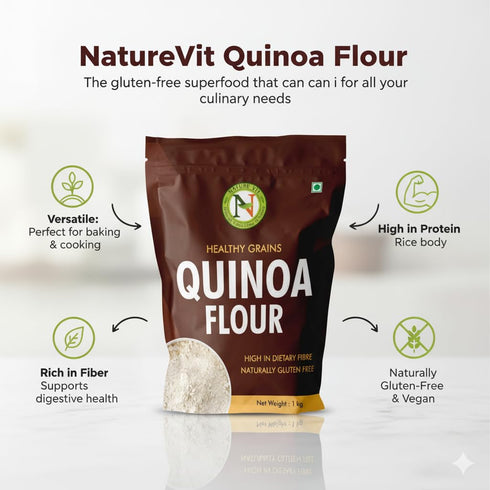Nature Vit 1kg NatureVit Quinoa Flour, | Gluten Free Atta | Enriched with Dietary Fibre, Protein & Vitamins | Improves