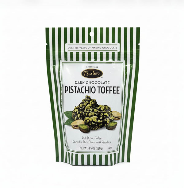 Bartons Chocolate Confectionery Specialties, Kosher, Made in USA (Dark Chocolate Pistachio Toffee,