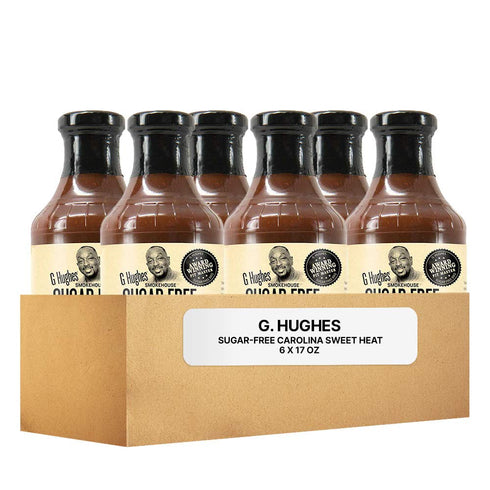 17 (Pack 6) G Hughes Sugar Free Carolina Style BBQ Sauce, Sweet Heat, No High Fructose Corn Syrup, Low Carb, Gluten