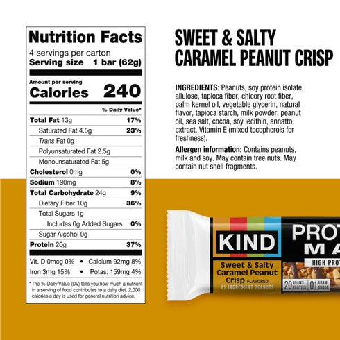 Pack, 4 5-20g 12 Count KIND Protein MAX and Zero Added Sugar Snack Bars Bundle Gluten Free, High Fiber, Keto Snacks