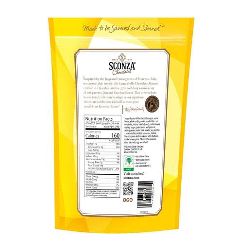 Sconza 24 large Pouch Confections Lemoncello Almonds Zipper Pouch, Ounce