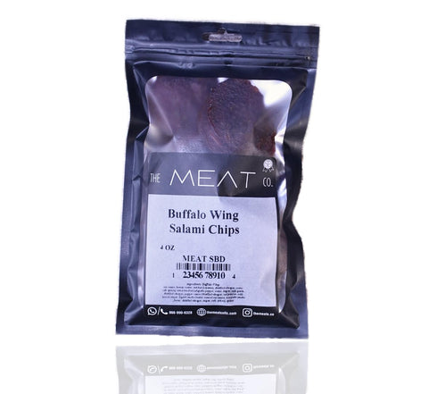 The Meat Co 4oz Buffalo Wings Beef Salami Chips, kosher certified, Made with Premium Meats, handmade