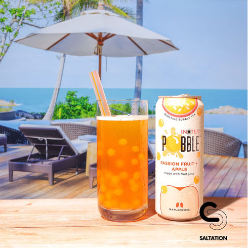 (Pack 12 (16.6oz/can) 12 INOTEA POBBLE BURSTING BUBBLE TEA of Cans) includes SALTATION Thank You Card | Canned Iced Tea
