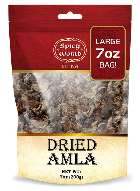 Spicy World Dried Amla Fruit (Indian Gooseberry) 7 Ounce Bag - Pure, and High