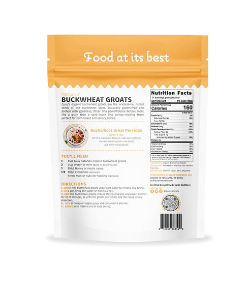 1.5 lb Quay Naturals Organic Buckwheat Groats | Gluten-Free Ancient Grain Alternative | Non-GMO, Whole Buckwheat