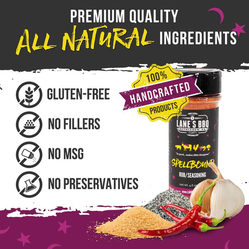 Lane's Spellbound Pork Rub Seasoning - All-Natural BBQ Rib Rub, Premium Butt Rub, Sweet BBQ Rubs, 4.6 Oz