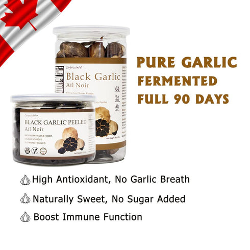 Orgnisulmte Canada Black Garlic 8 oz, Fermented for 90 Days, 100% Natural Multi Clove Garlic