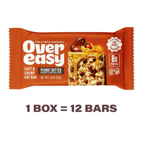 12 Over Easy Peanut Butter Dark Chocolate Soft and Chewy Oatmeal Breakfast Bars - Granola and Protein Bars - Energy