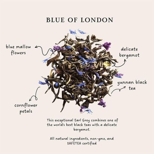 Palais des Thés Blue of London Earl Grey Black Tea, 20 Cotton Tea Bags, Bergamot & Cornflower