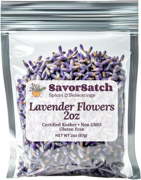 SavorSatch Dried Lavender Flowers Buds 2 oz Resealable Pouch | Culinary Grade, Whole