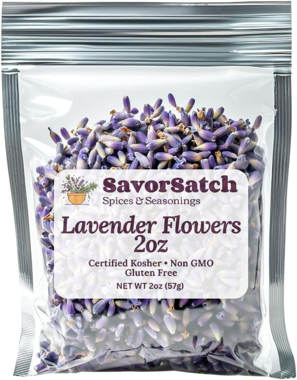 SavorSatch Dried Lavender Flowers Buds 2 oz Resealable Pouch | Culinary Grade, Whole