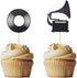 Morndew 24 PCS Vinyl Record Phonograph Cupcake Toppers for Nostalgic Dancing Ball Music Theme Party Decorations