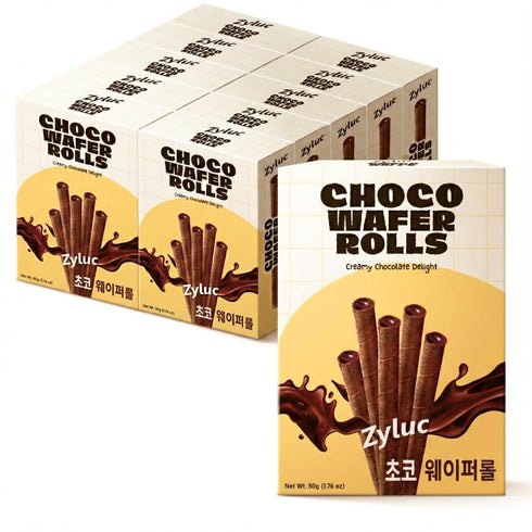 Zyluc Chocolate Wafer Rolls Crispy Cream-Filled Cookies with Real Cocoa, Portion-Controlled Snack,