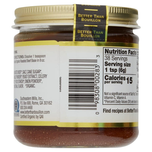 38 8 OZ Better Than Bouillon Organic Roasted Beef Base, Made with Seasoned Roasted Beef, USDA Organic, Blendable Base