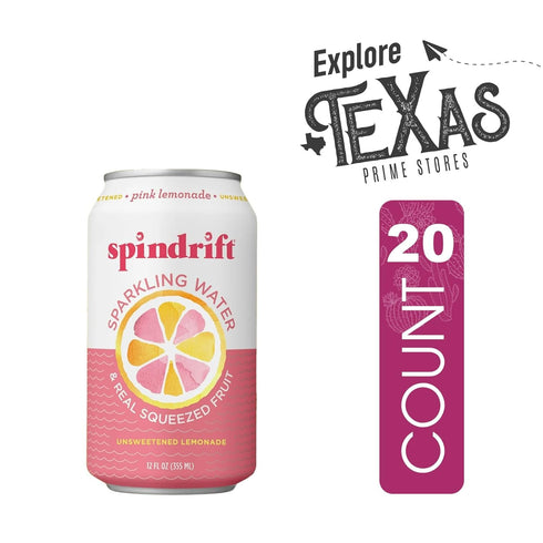 20- Pack 12 oz Spindrift of Pink Lemonade Sparkling Water & Real Squeezed Fruit fl Can